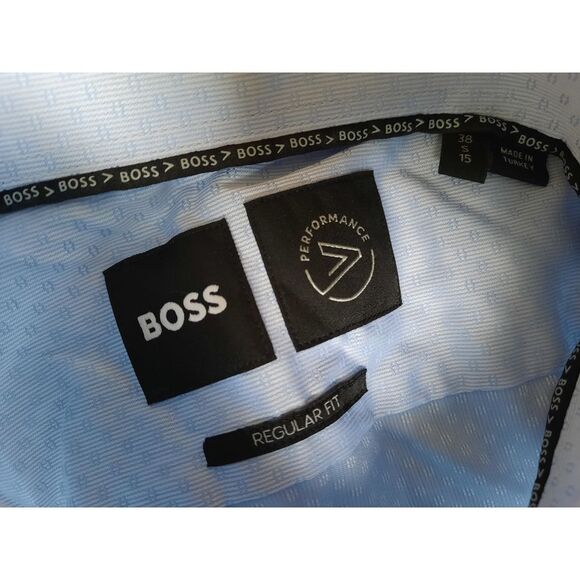 Boss Men's Small Finest Swiss Fabric Light Blue Longsleeve Button's Shirt - Picture 2 of 8